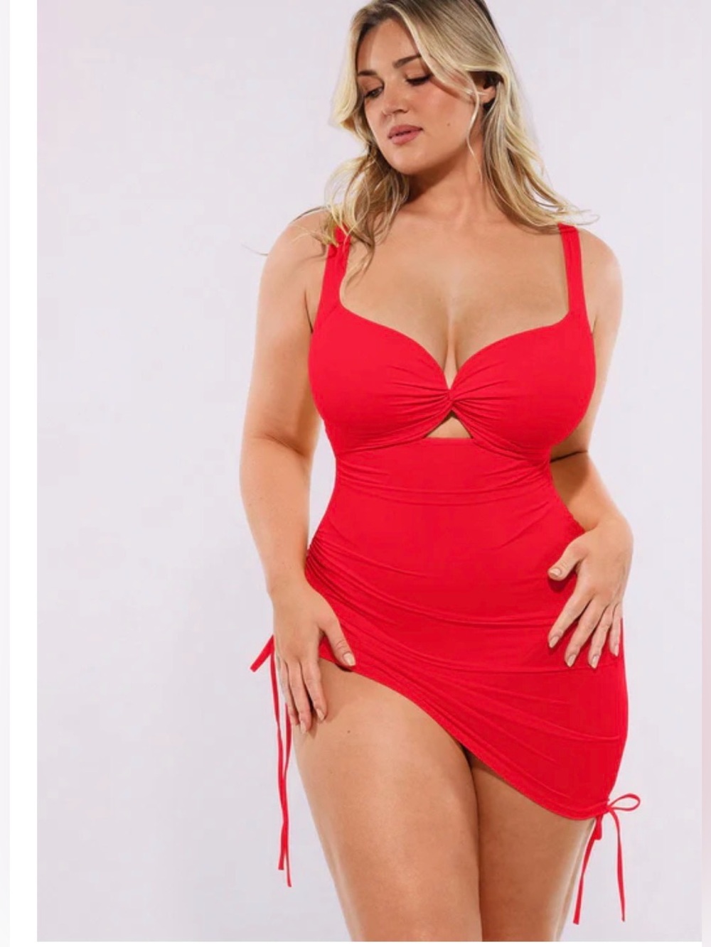 Shapellx Red all in one Mesh wrap shaping swimsuit Size M
